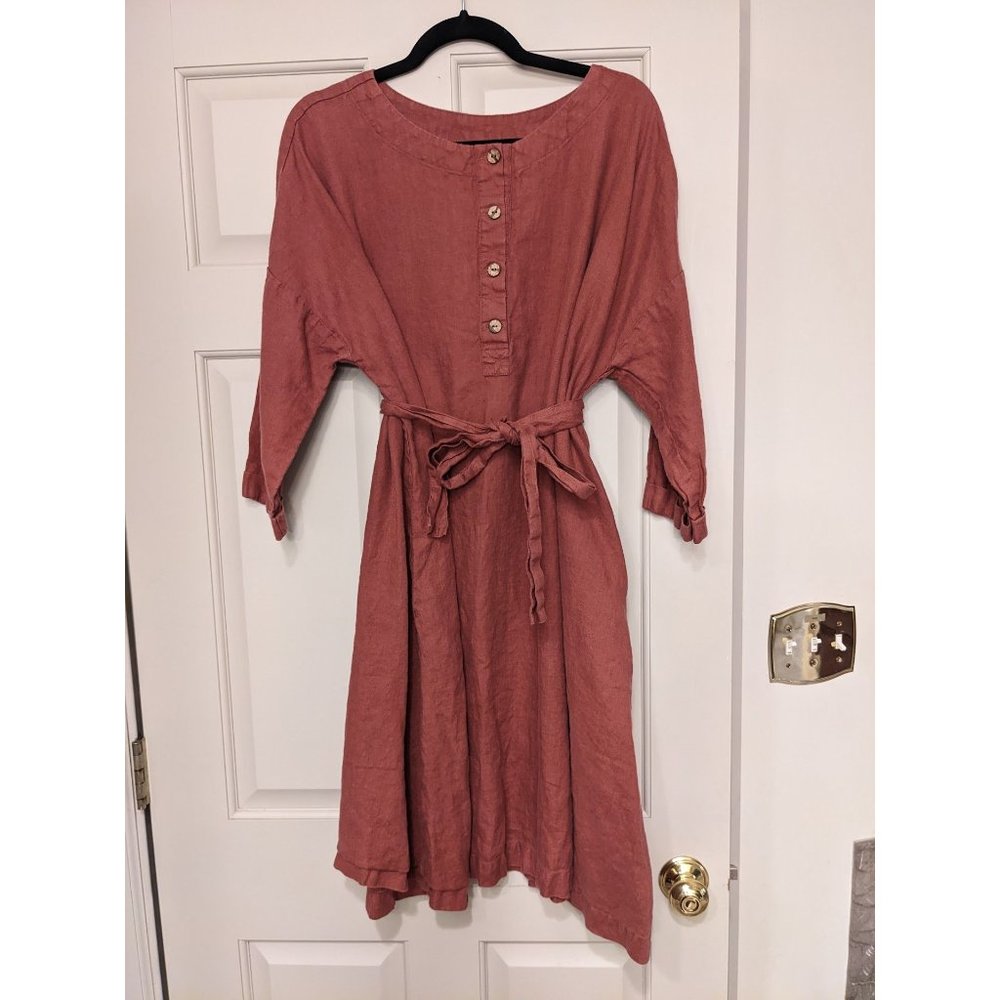 notPERFECTLINEN Oversize Tunic Dress in Marsala Red